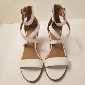 Lucky Brand White Leather Block Heel Sandals size 12